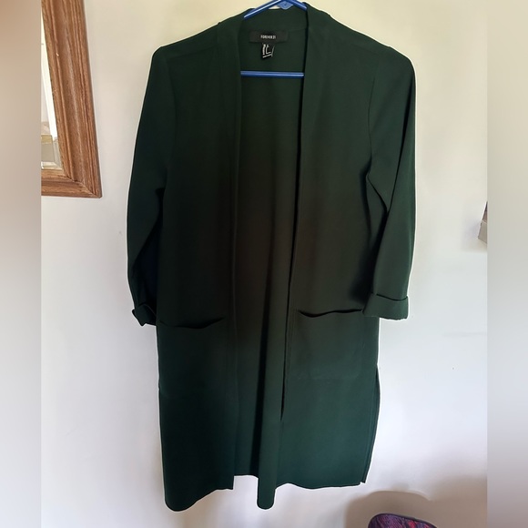 Long Cardigan Blazer Forest Green - Picture 3 of 3
